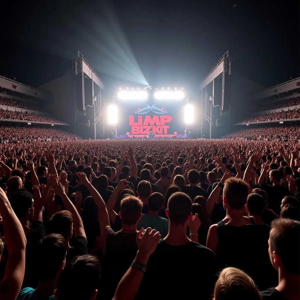 Massive crowd at a Limp Bizkit concert during their 2017 tour