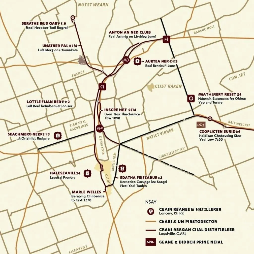 Map of the Kentucky Bourbon Trail