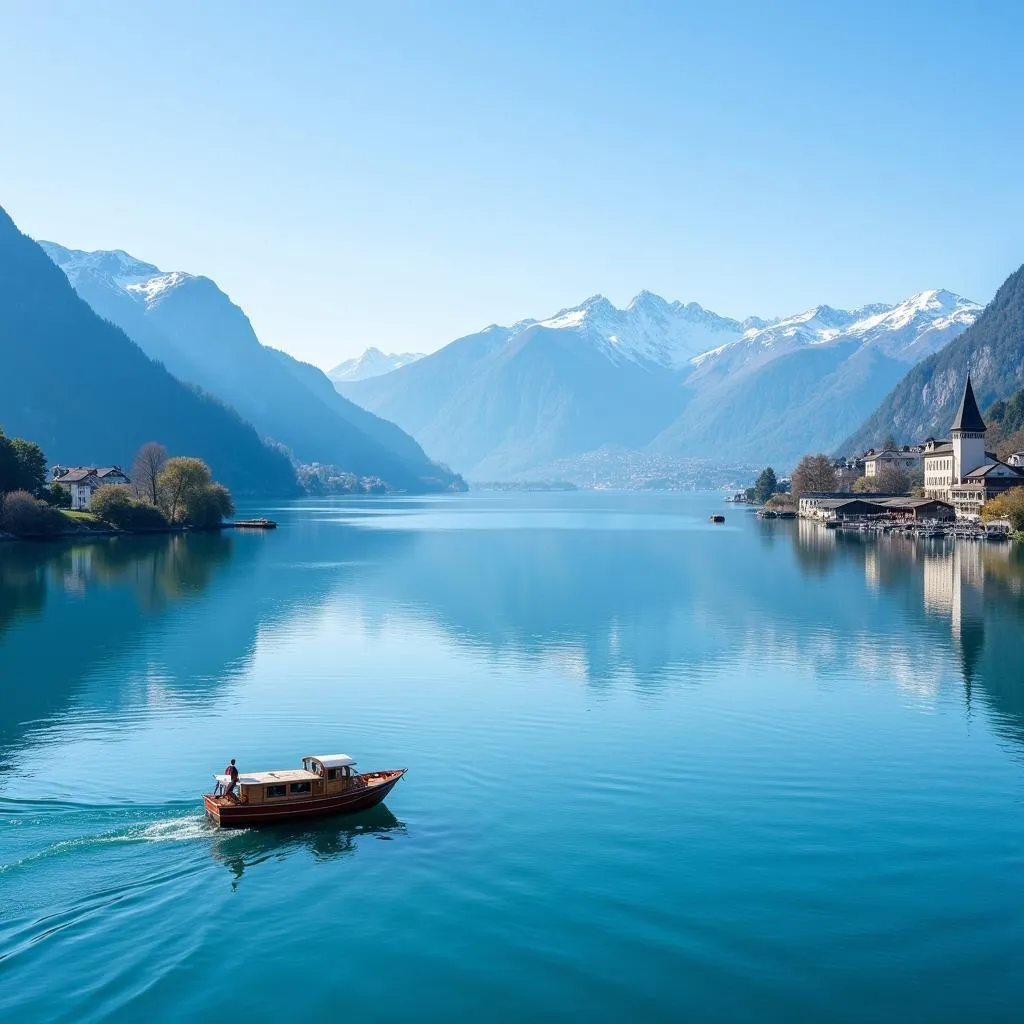 Scenic view of Lucerne Lake and mountains