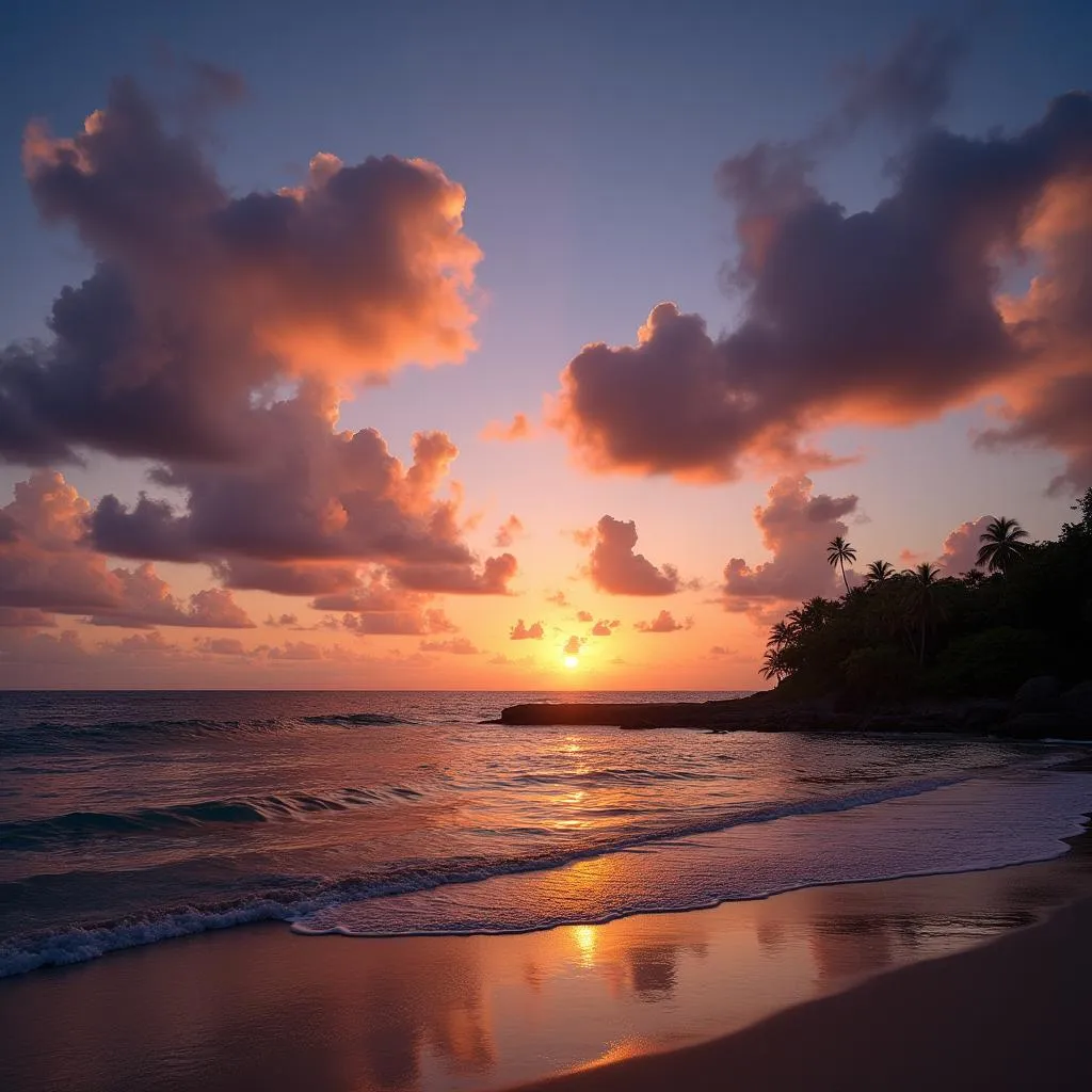 Mauritius beach sunset