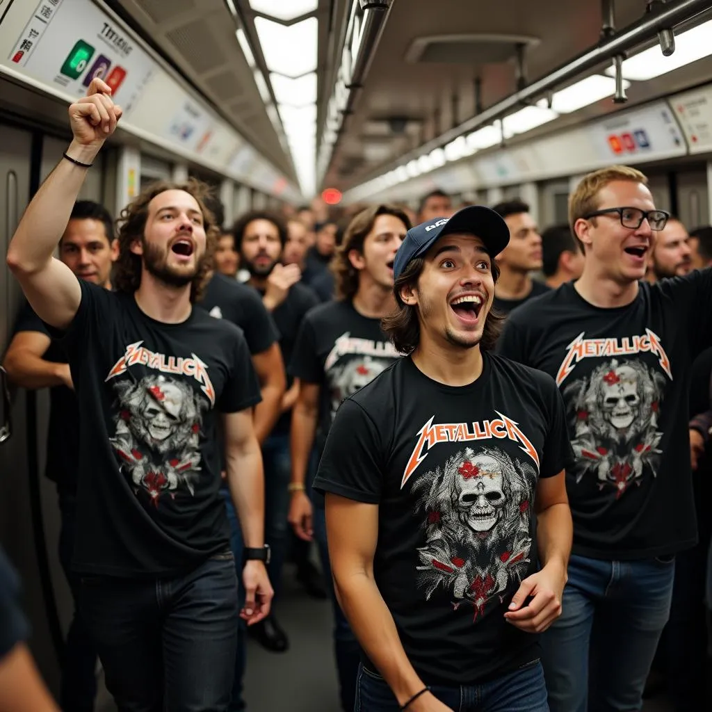 Metallica Fans on Tokyo Subway