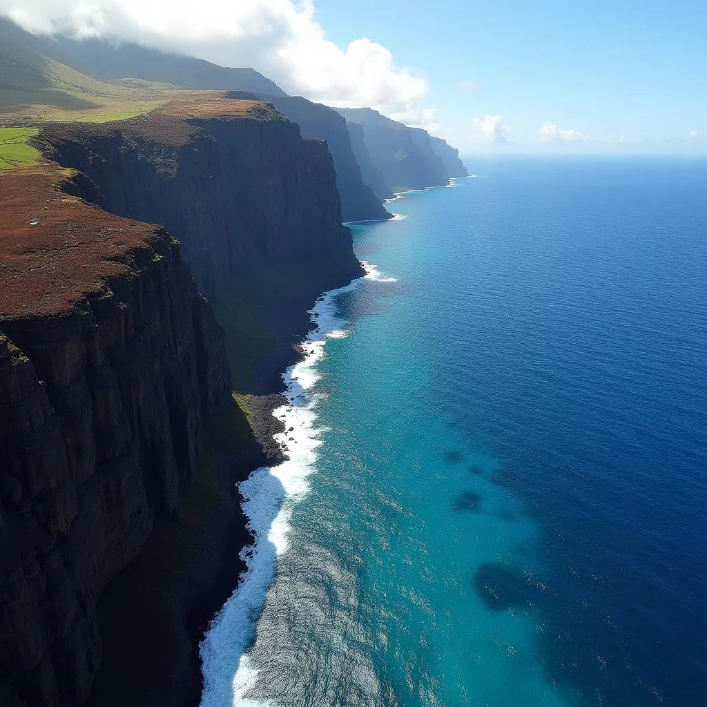 Molokai's majestic sea cliffs with the vast Pacific Ocean