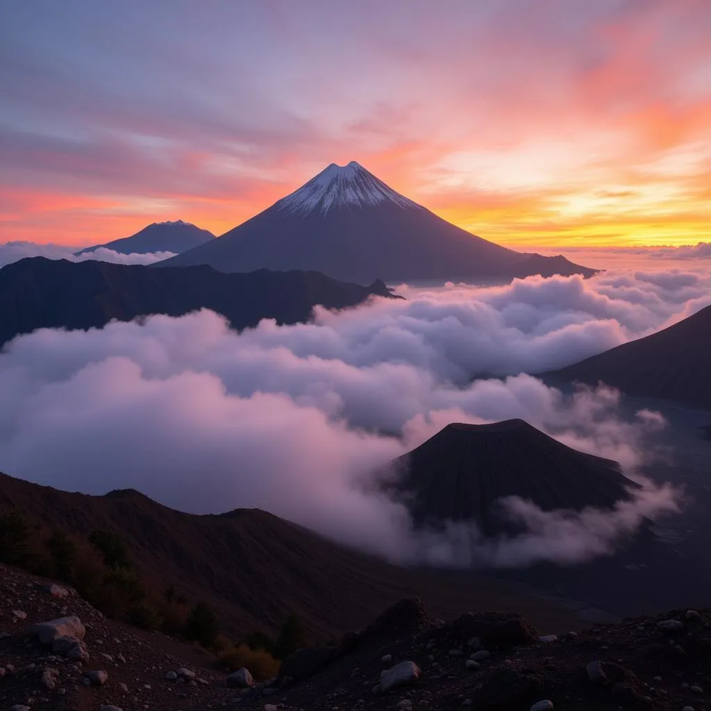 Mount Bromo Sunrise over Volcanic Landscape