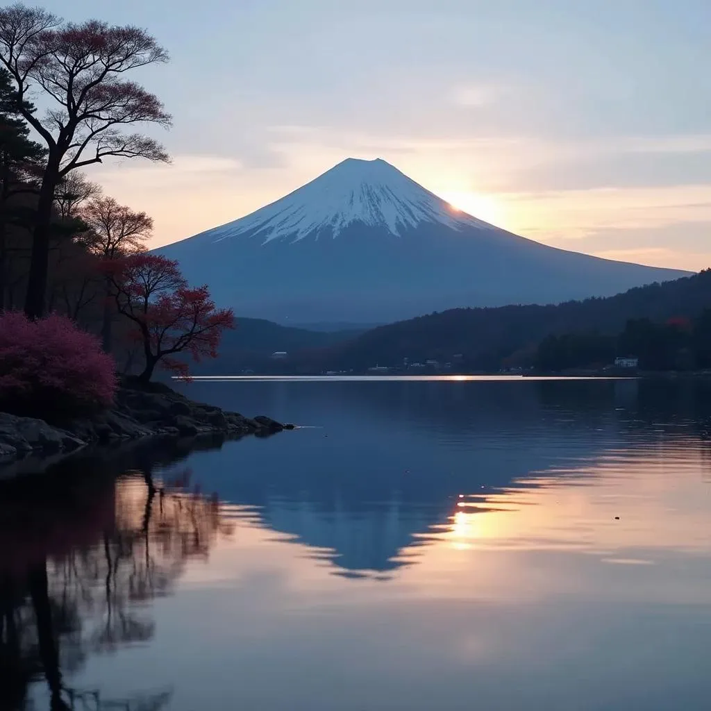 Majestic Mount Fuji Reflected in Lake