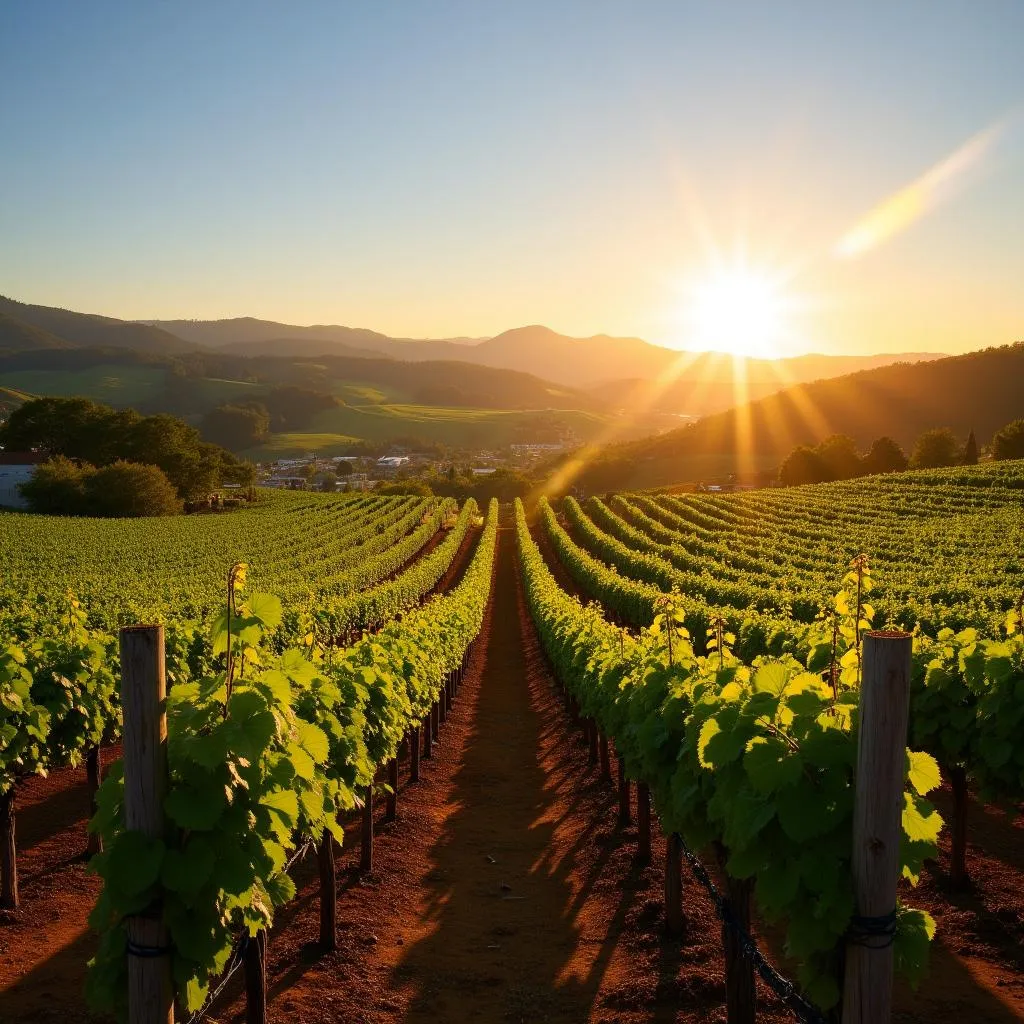 Napa Valley vineyards bathed in golden sunlight