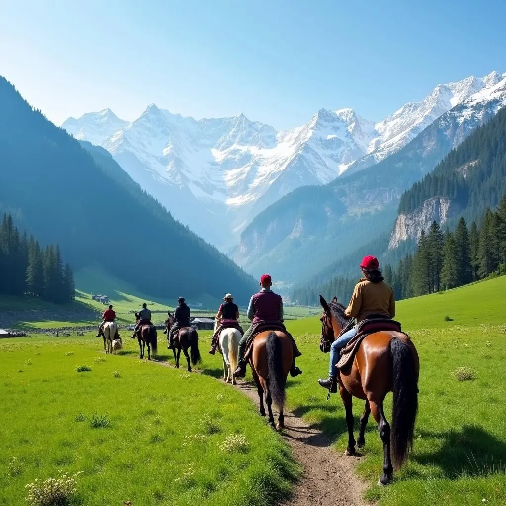 Horse riding in Pahalgam Valley, Kashmir