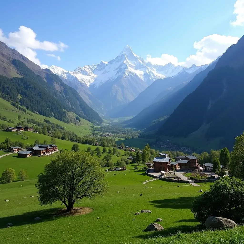 Tranquil Hunza Valley with a view of Rakaposhi