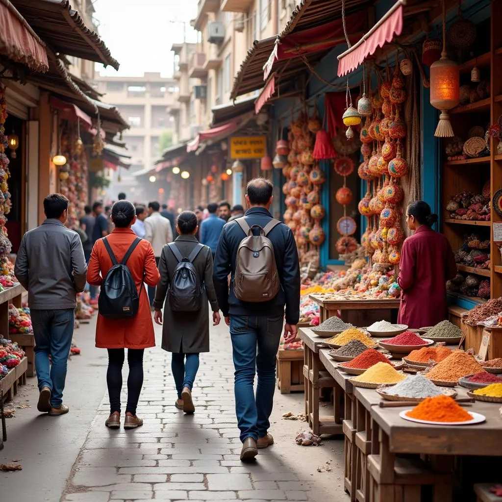 Tourists Exploring a Local Market with Panicker Travels