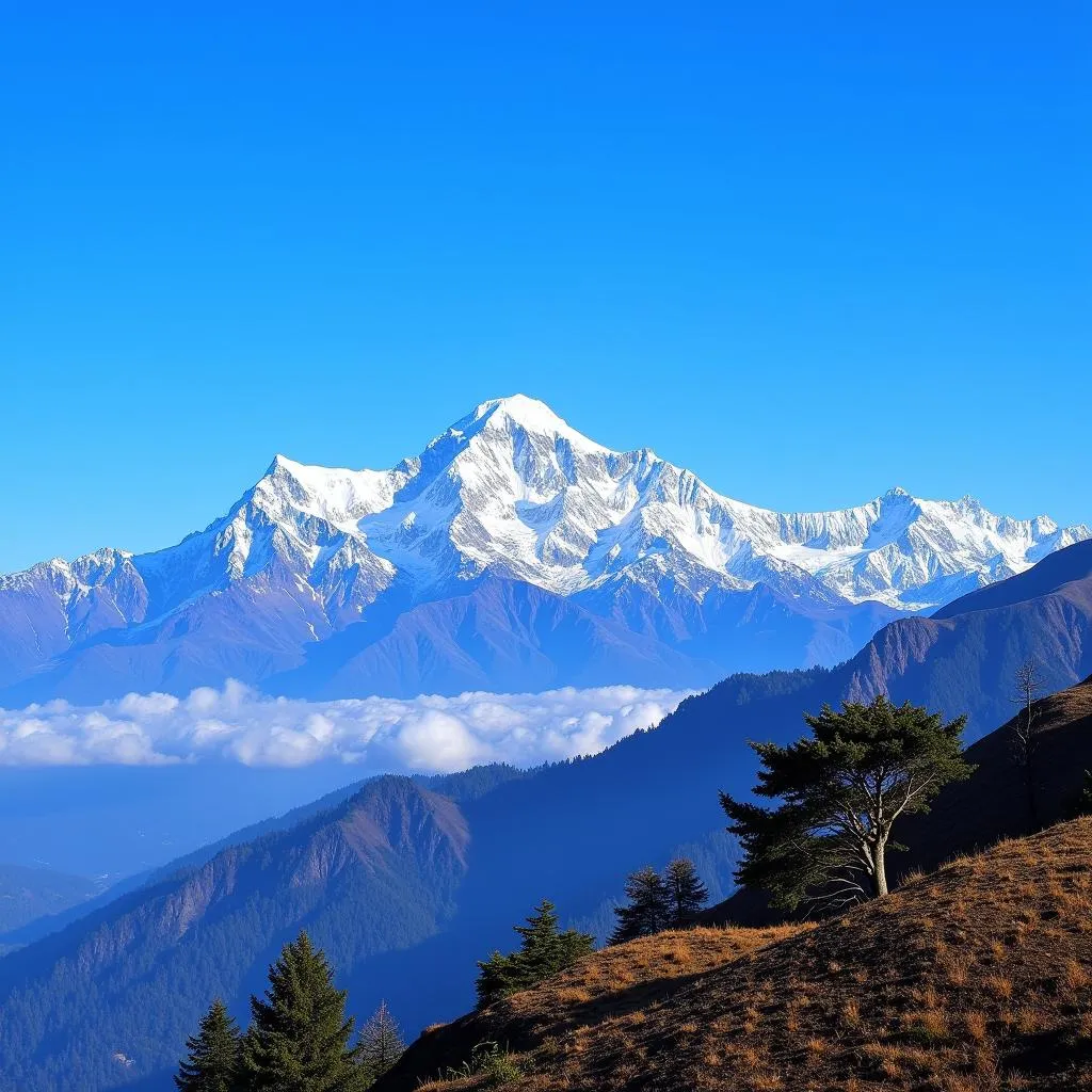 Majestic Kanchenjunga Peak Dominating the Sikkim Skyline