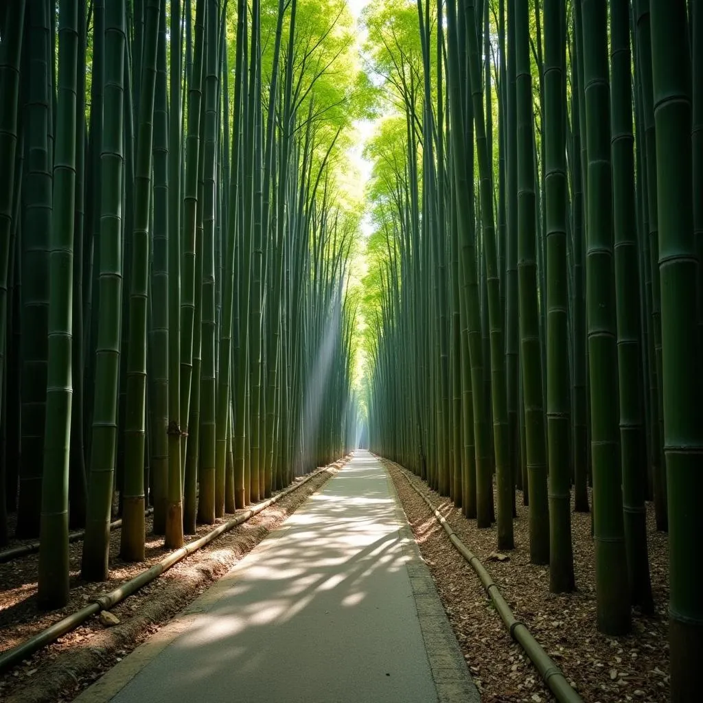 Tranquil path in Arashiyama Bamboo Grove