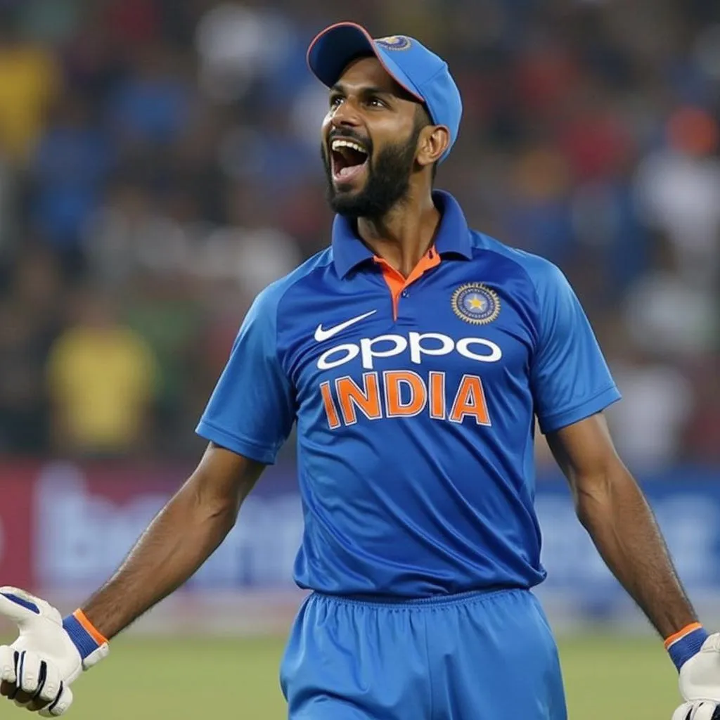 Shikhar Dhawan celebrating an ODI victory against Sri Lanka