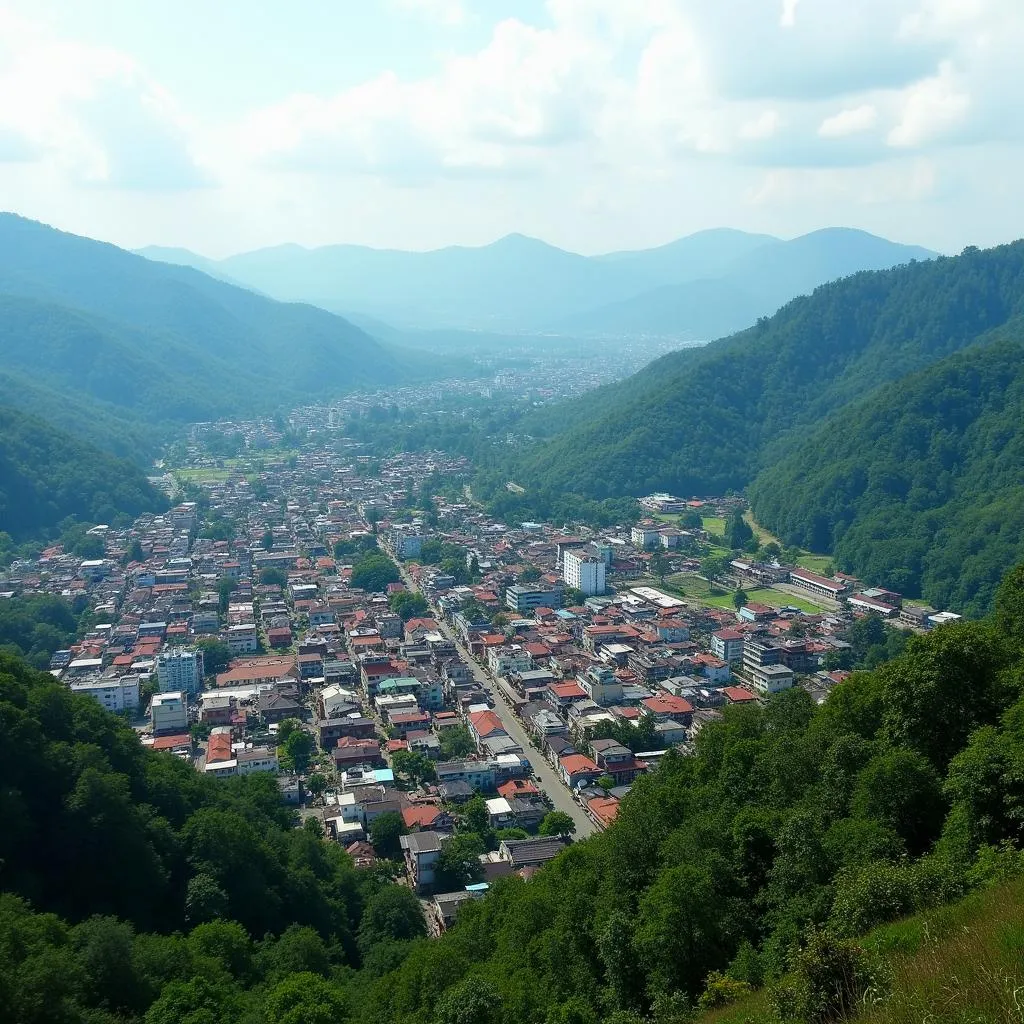 Panoramic view of Shillong city nestled in Meghalaya, India