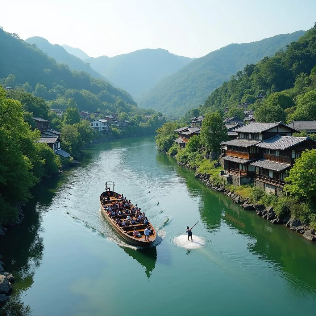 Scenic boat tour on the Shimanto River in Kochi