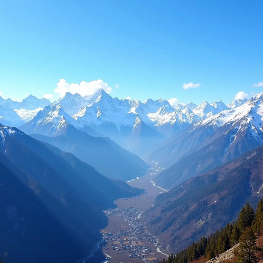 Snow Covered Mountains in North Sikkim