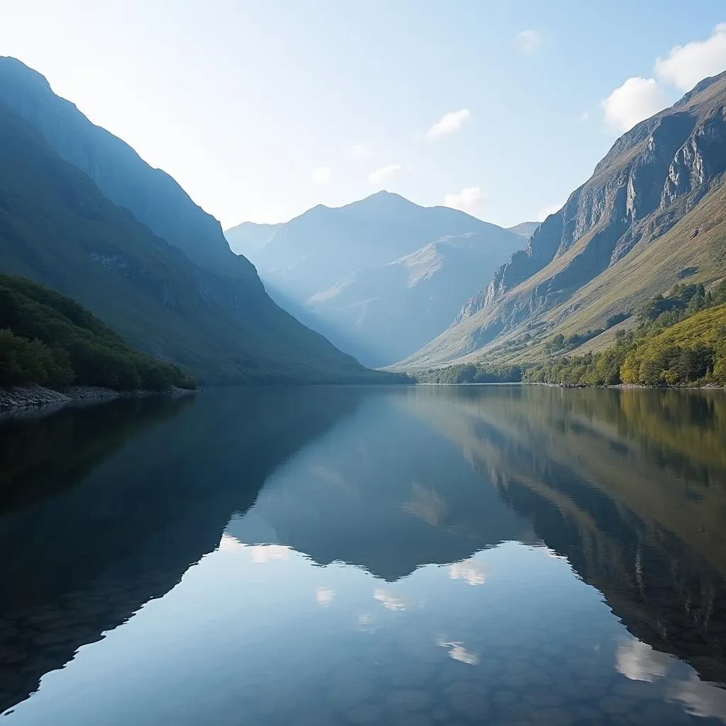 Snowdonia National Park mountainous landscape with lake reflections