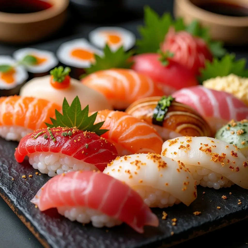 Exquisite Sushi Platter in Tokyo Restaurant