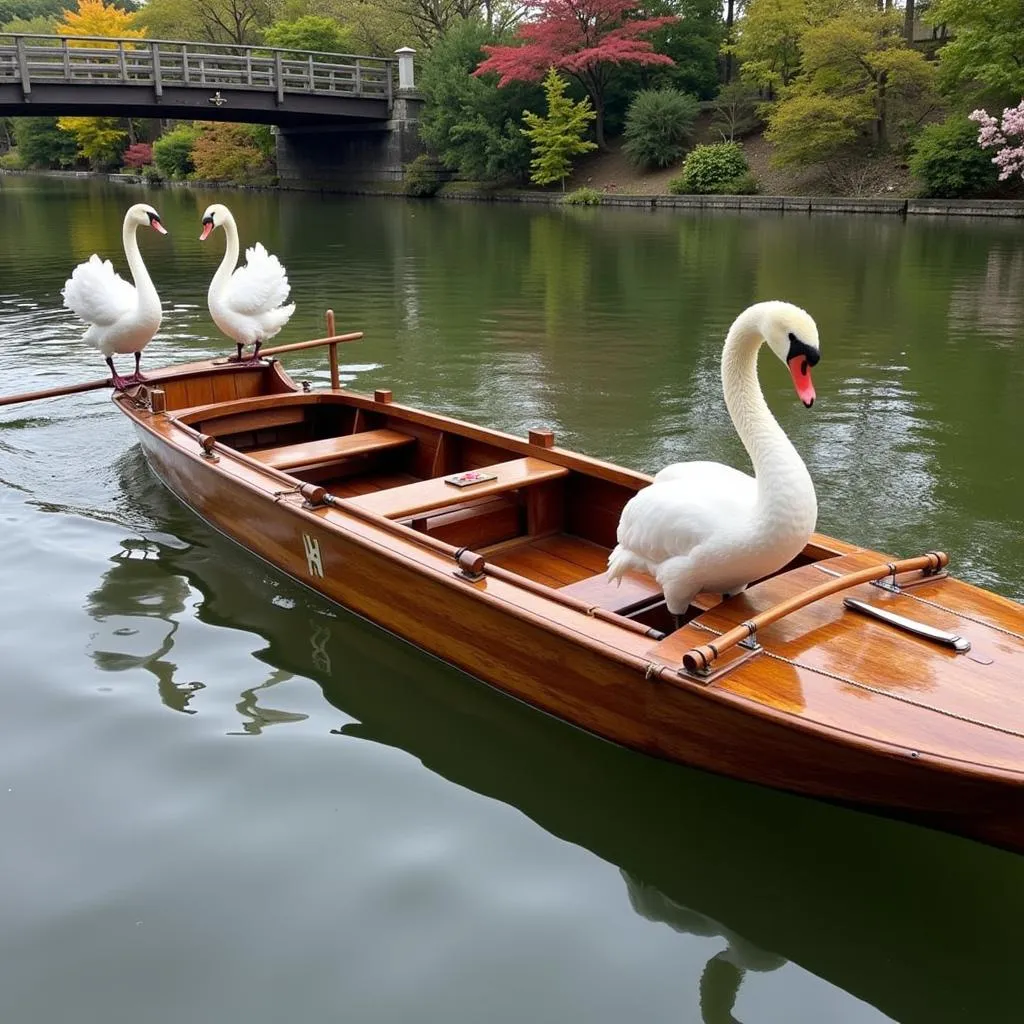 Traditional swan tour boat in Japan