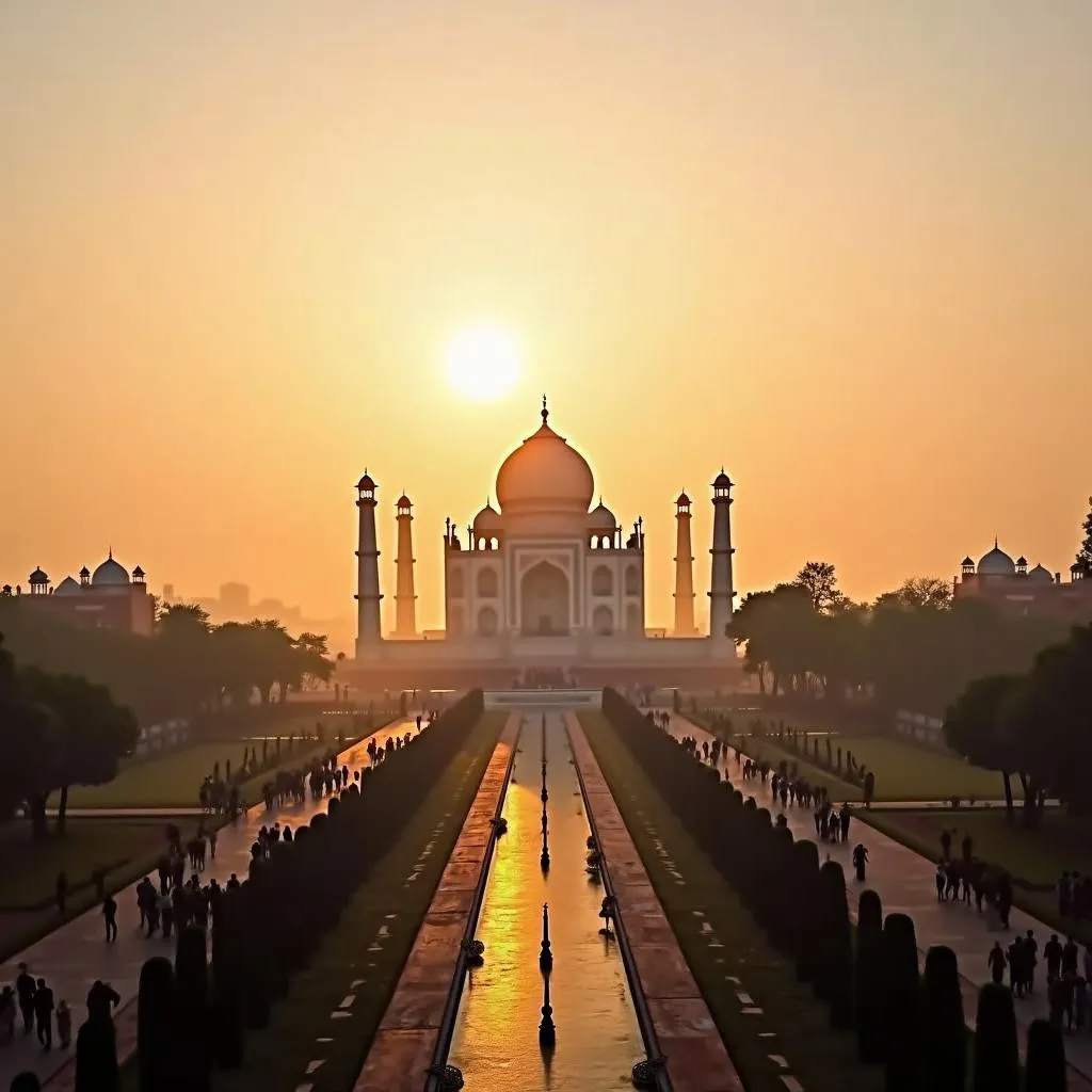 Taj Mahal at Sunset - An Ethereal View