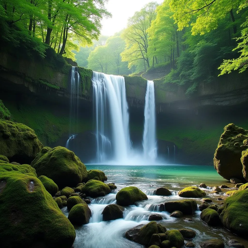 Taki Waterfall Panoramic View