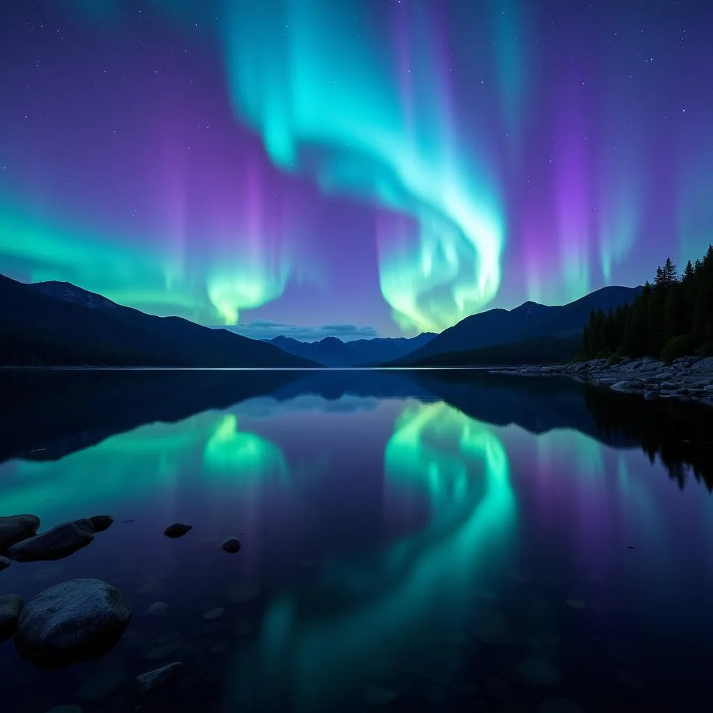 Tasmania Southern Lights Reflection on Water