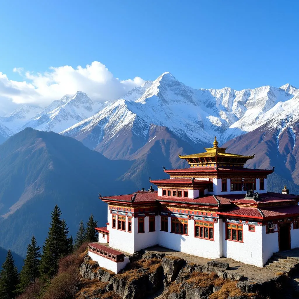  Majestic Tawang Monastery against a backdrop of Himalayan peaks