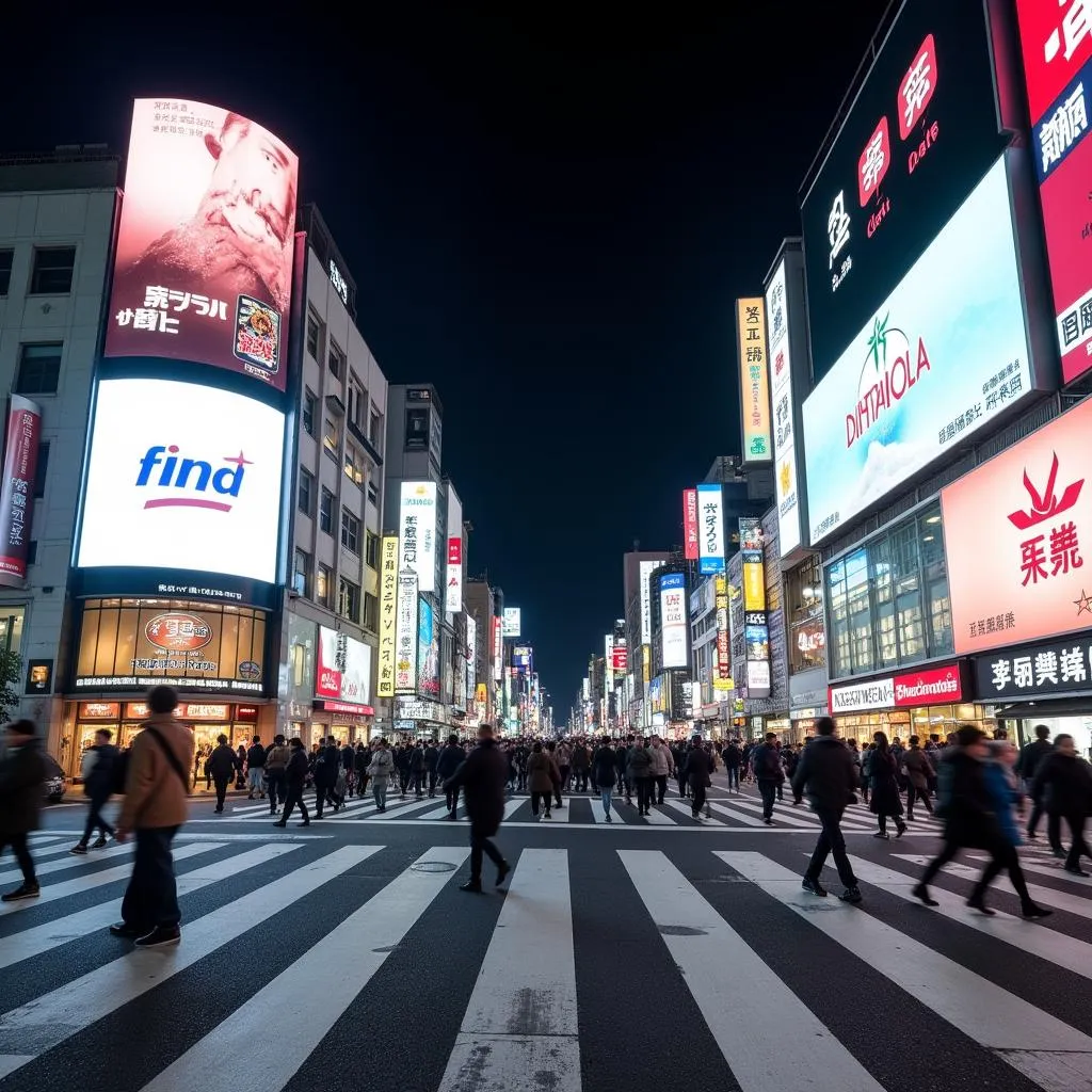 Tokyo Shibuya Crossing at Night