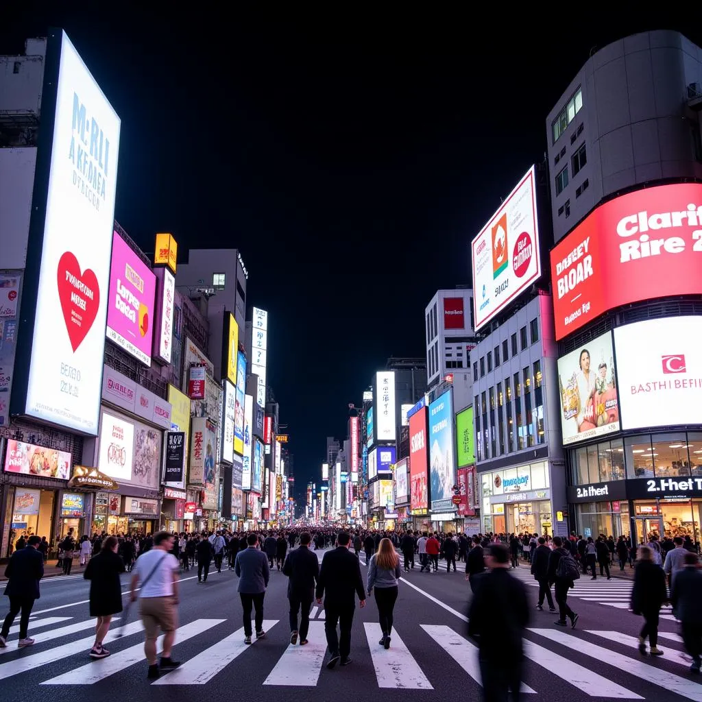 Shibuya Crossing in Tokyo at Night