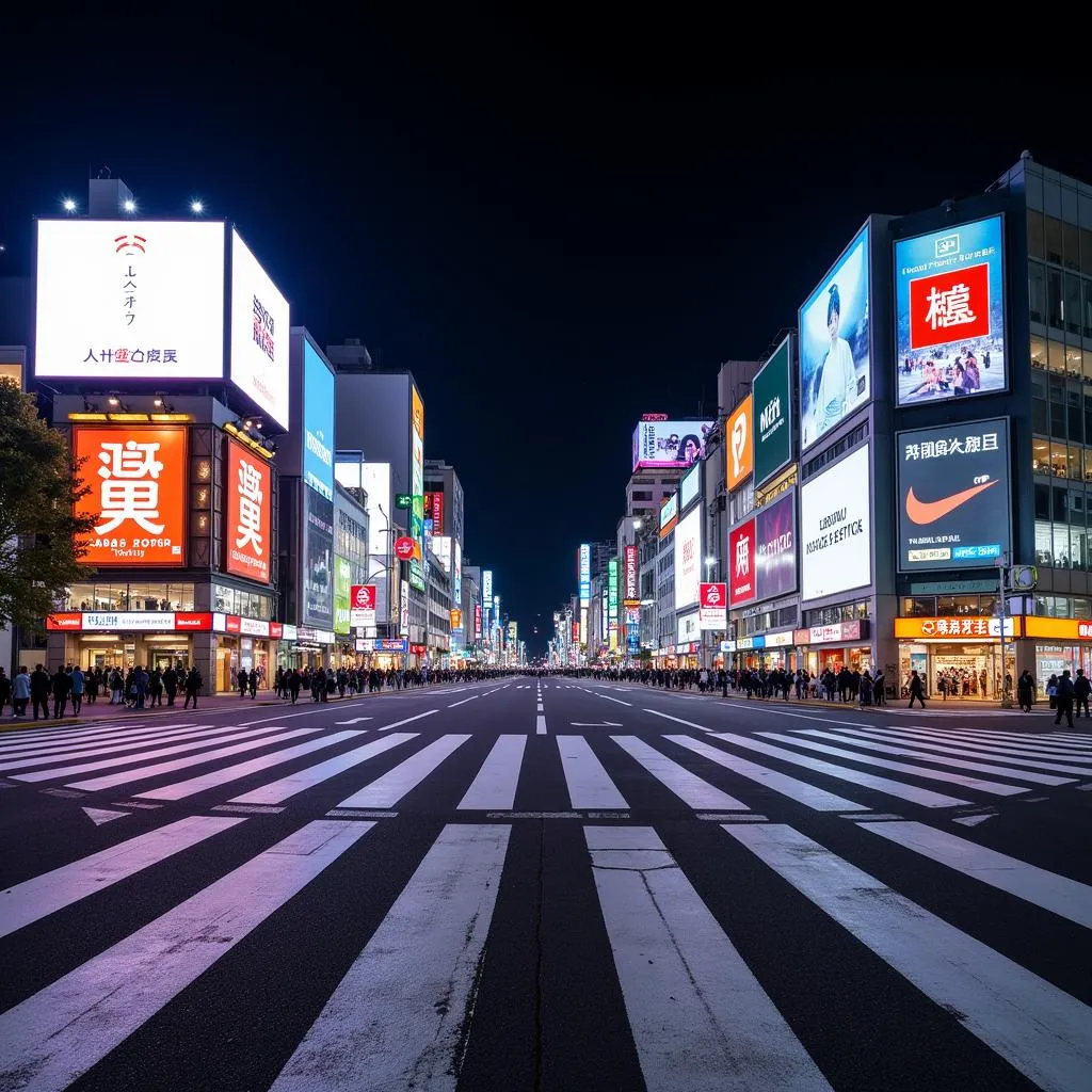 Tokyo Shibuya Crossing at Night