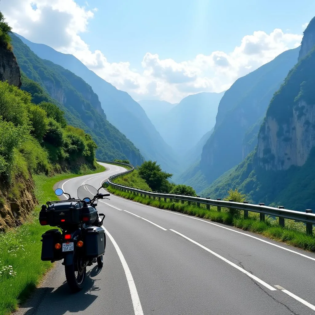 Touring bike on Japanese mountain road