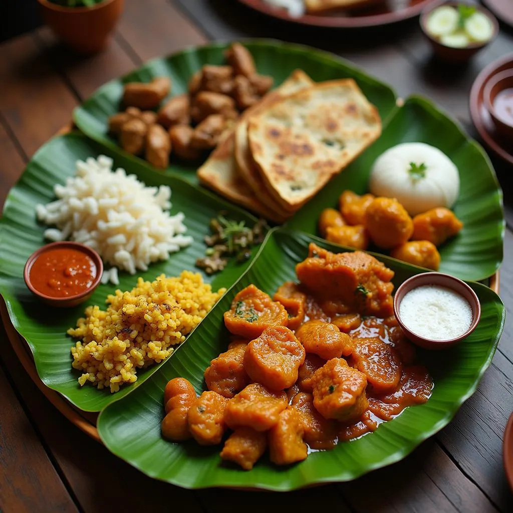 A delicious spread of traditional Khasi dishes in Shillong, Meghalaya