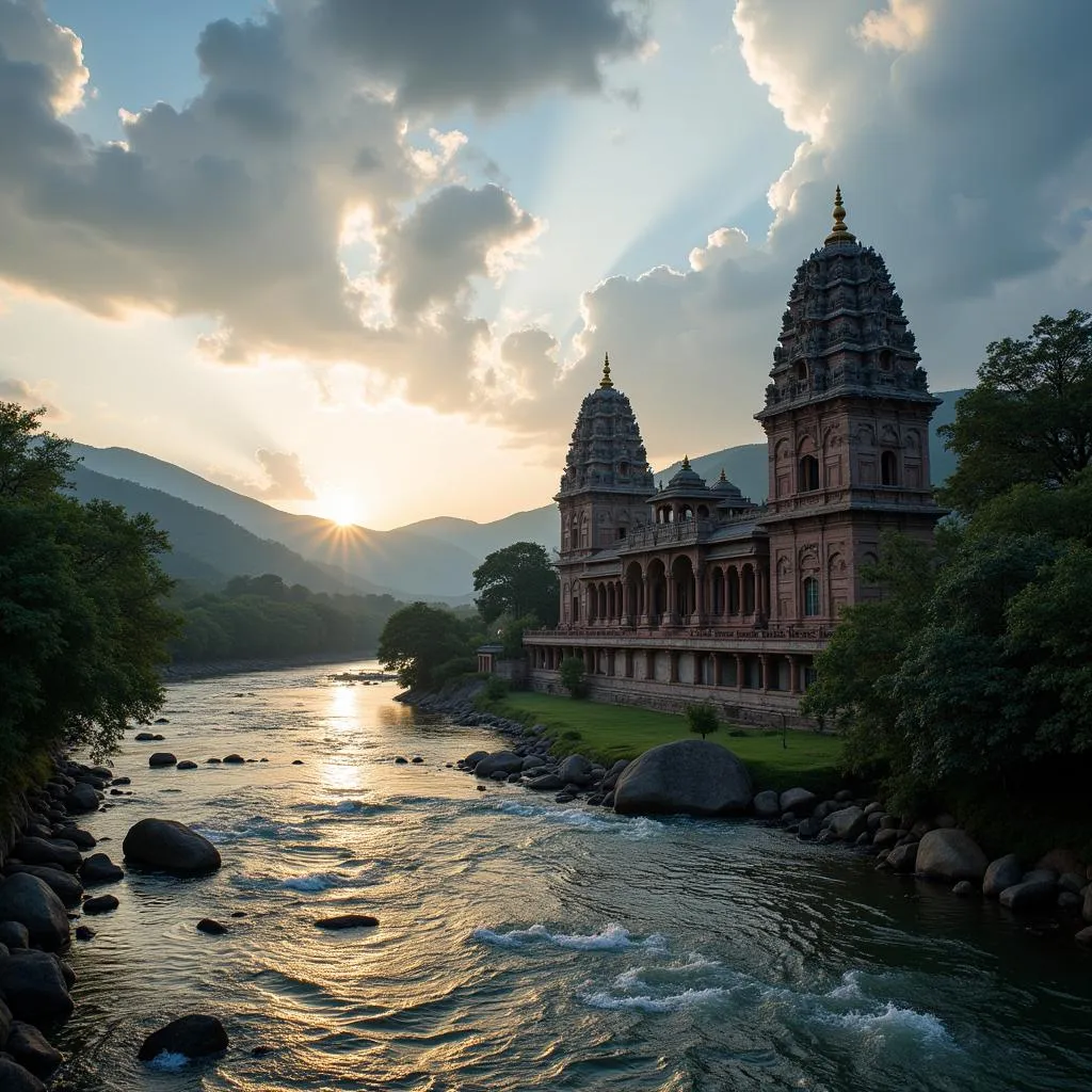 Trimbakeshwar Jyotirlinga Temple and Godavari River