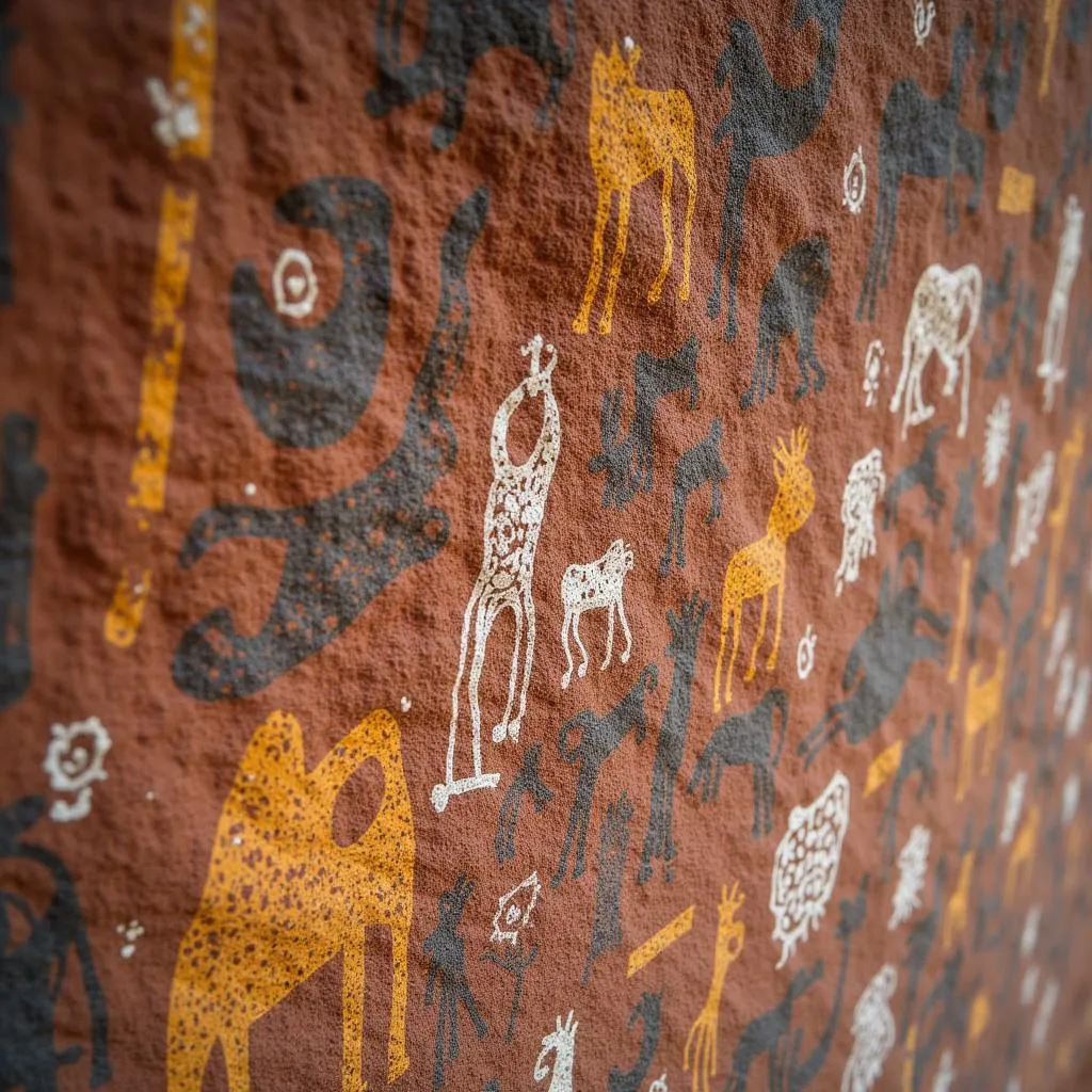 Ancient Aboriginal rock art at Ubirr, depicting animals, spirits, and daily life.