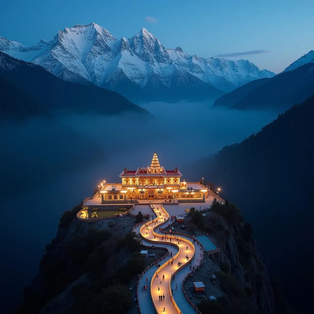 Aerial View of Vaishno Devi Temple