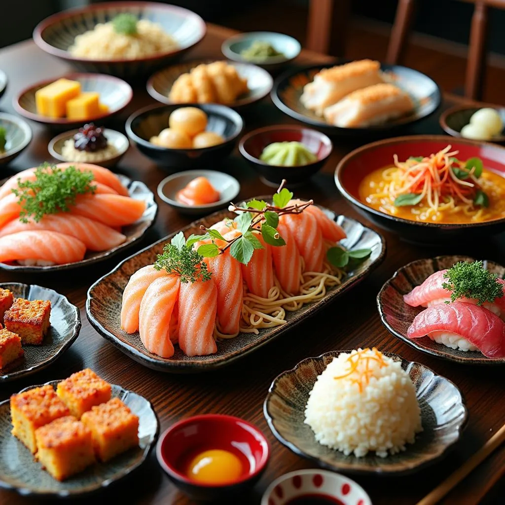 A Colorful Spread of Japanese Dishes