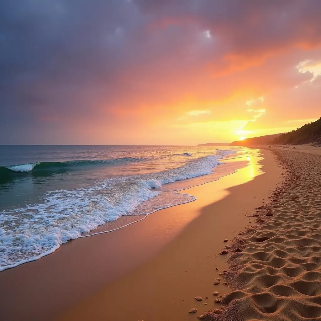 Scenic view of a Vizag beach at sunset