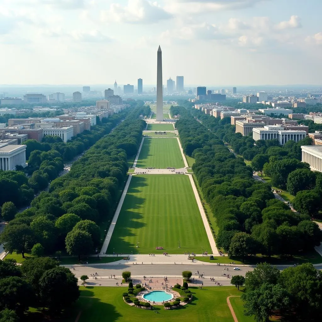 Aerial View of the National Mall in Washington D.C.