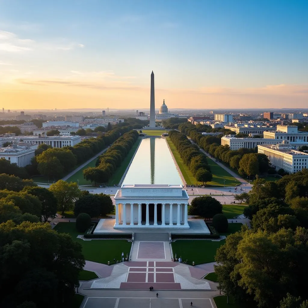 Aerial view of the National Mall in Washington DC