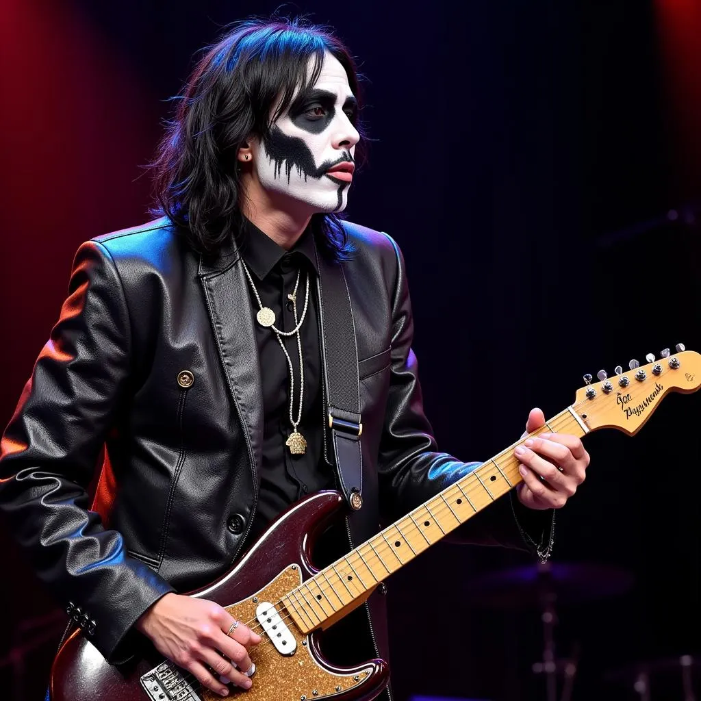 Wes Borland showcasing his unique guitar skills at a Limp Bizkit concert in 2017