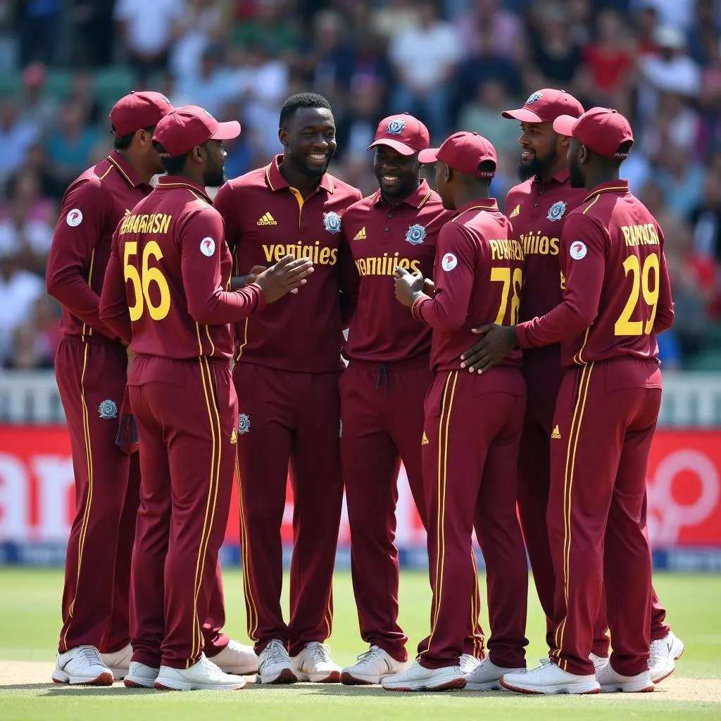 West Indies Cricket Team in a Huddle