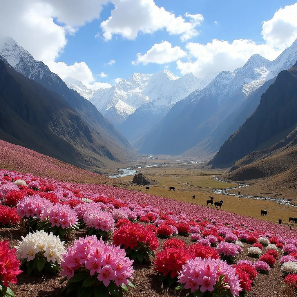 Yumthang Valley Blooming with Rhododendrons