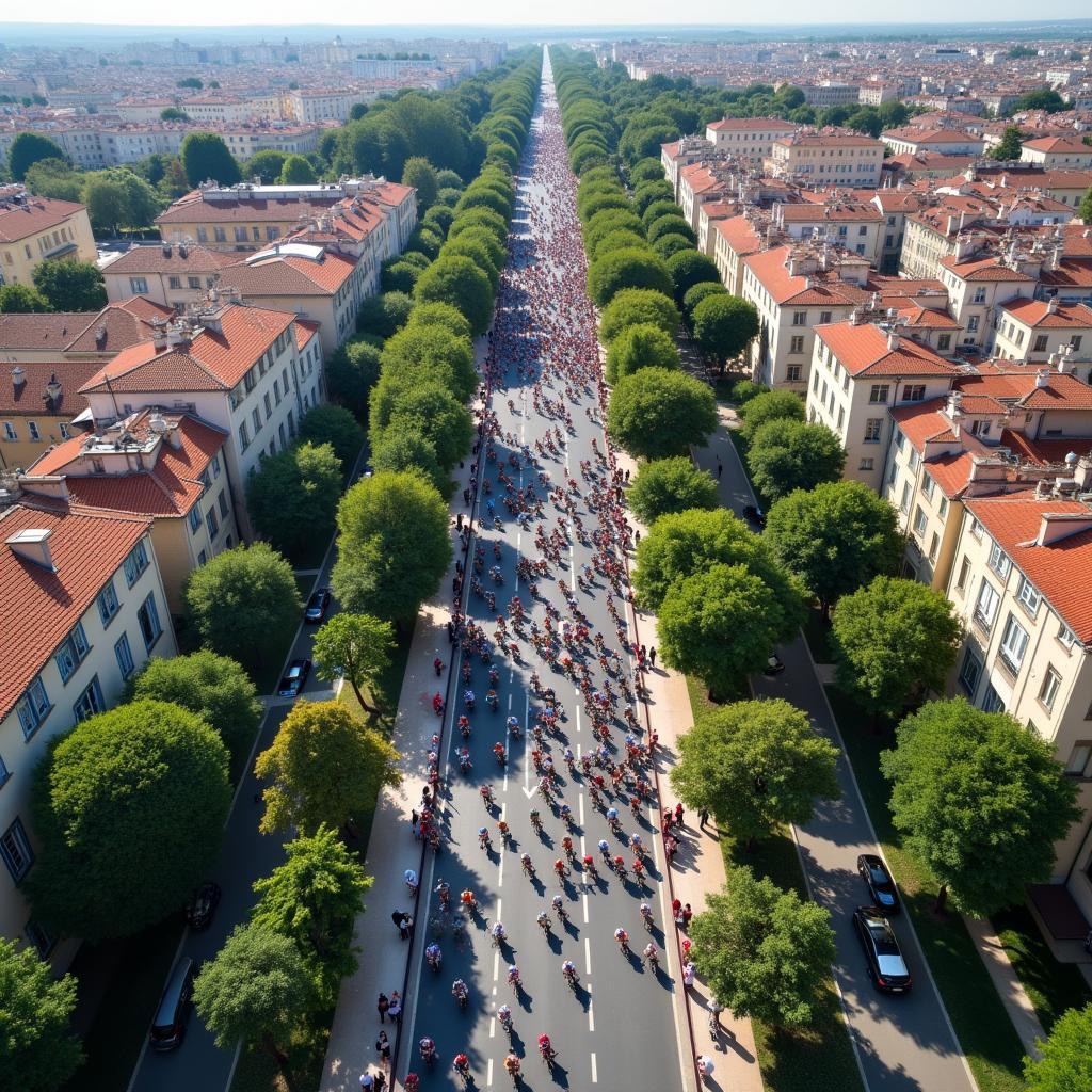 Aerial View of the Finish Line in Nîmes