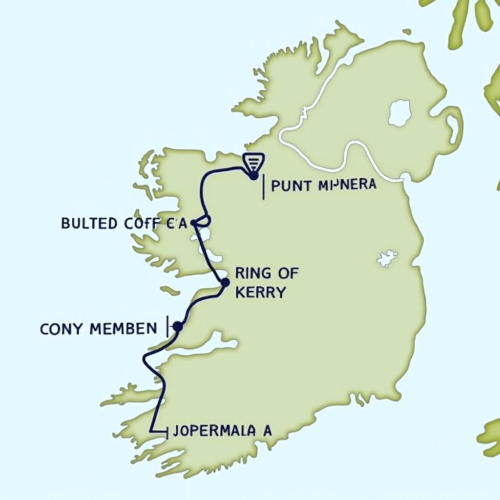 4-Day Ireland Tour Route Map from Dublin