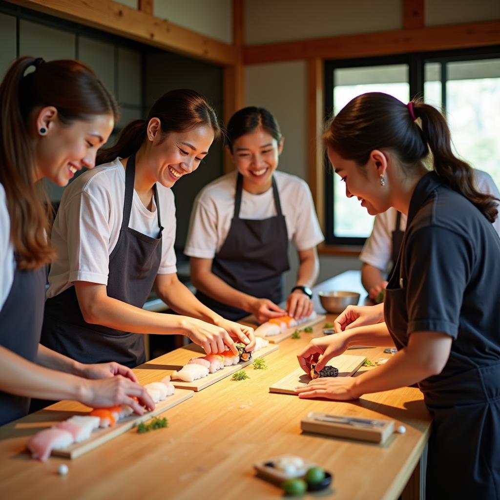 Learning to Make Sushi During an Aachi Samayal Cooking Class