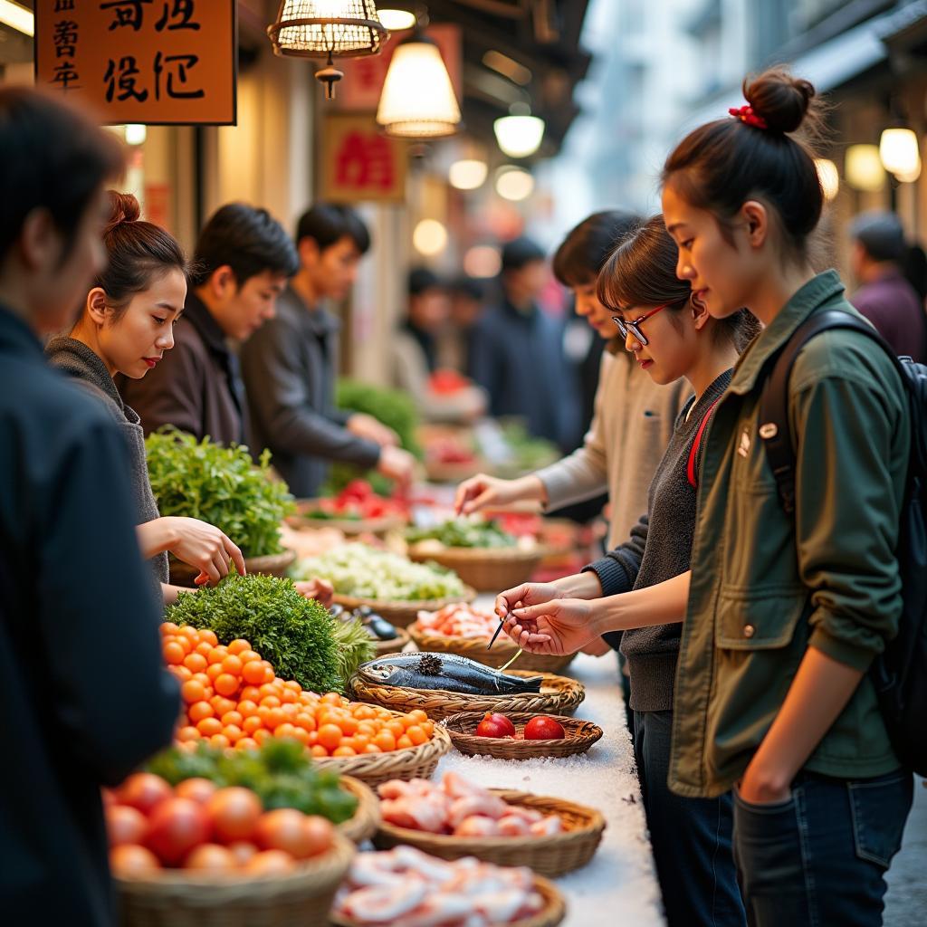 Exploring a Japanese Market with Local Guides on an Aachi Samayal Kitchen Tour