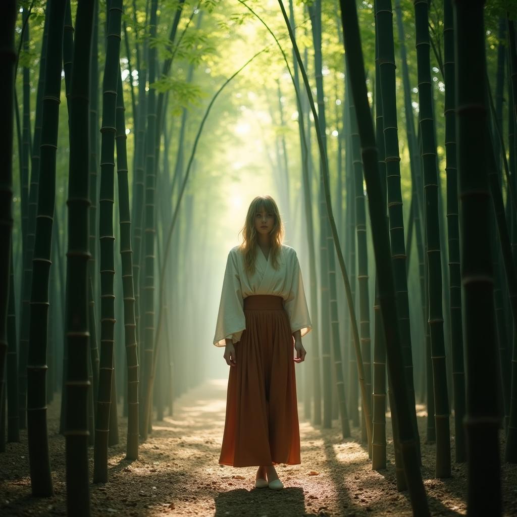 Abby Elliott Exploring the Arashiyama Bamboo Grove in Kyoto