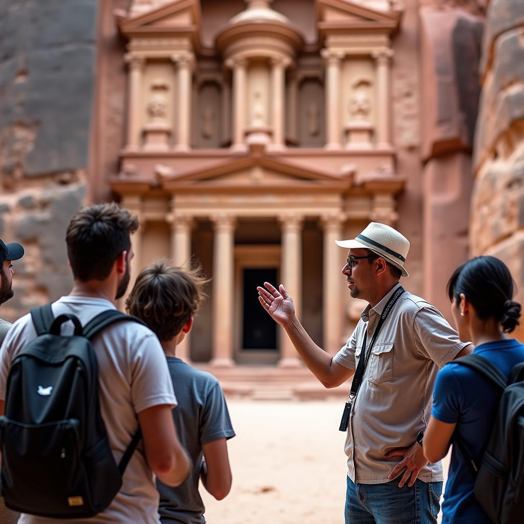 Abraham Tours Local Guide Explaining Petra's History