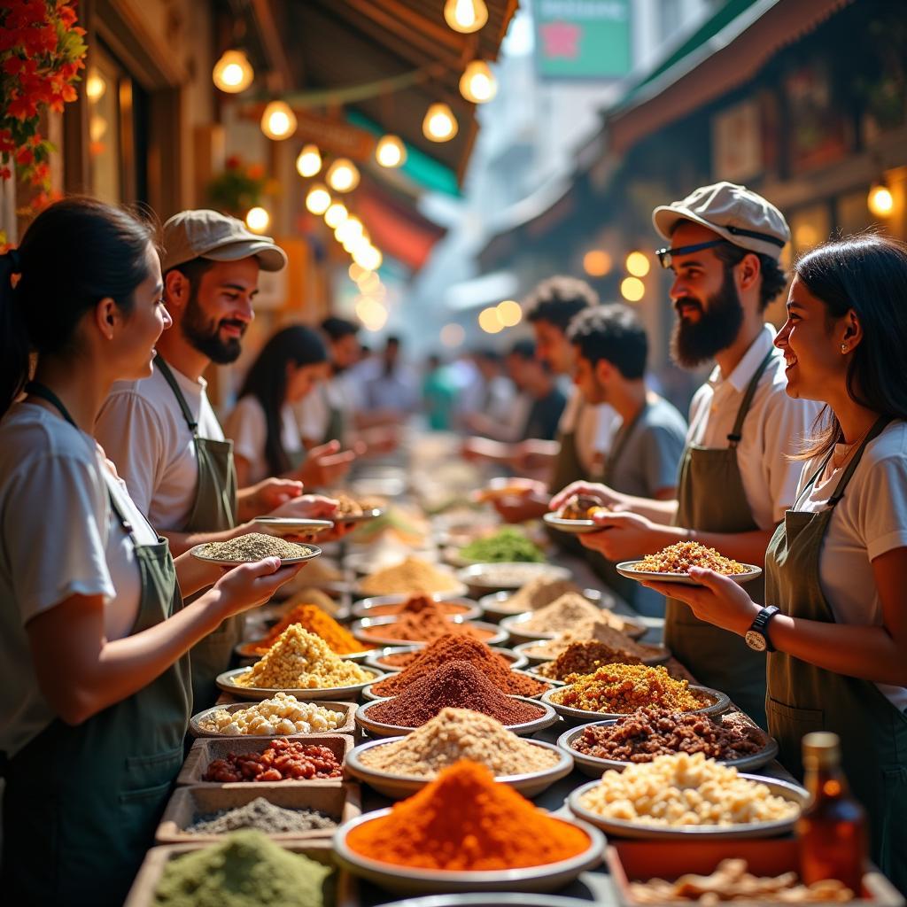 Abu Dhabi Food Tour Group Exploring Local Market