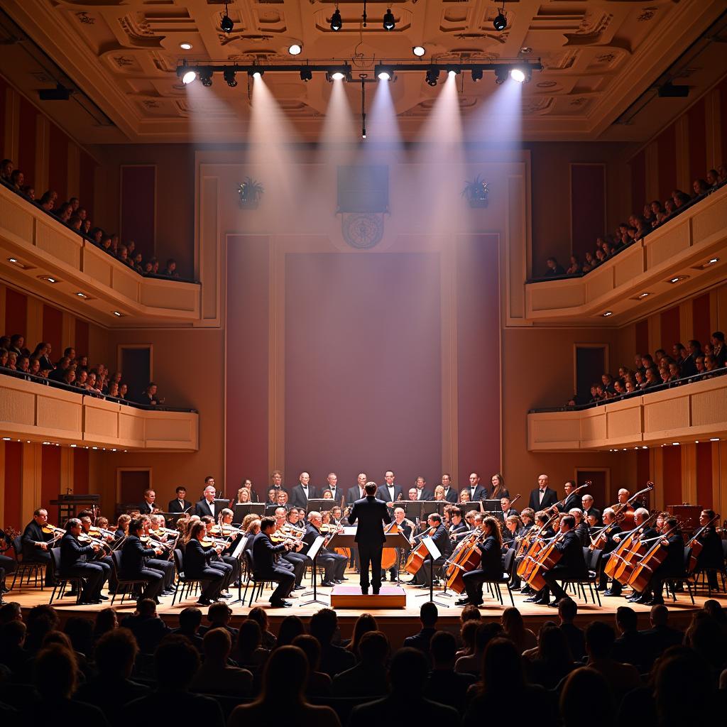 Academy of St Martin in the Fields orchestra performing in a grand concert hall during their Australian tour.