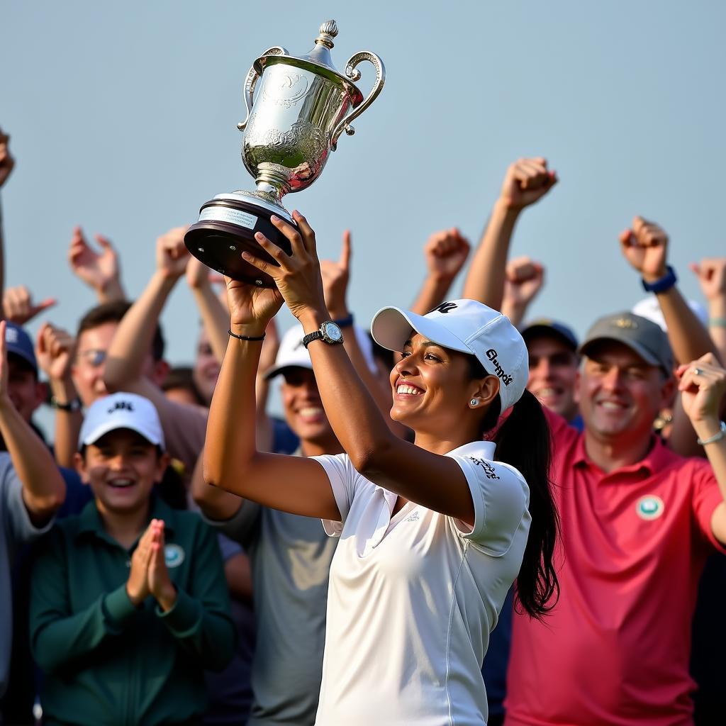 Aditi Ashok Celebrating a Tournament Victory on the Ladies European Tour