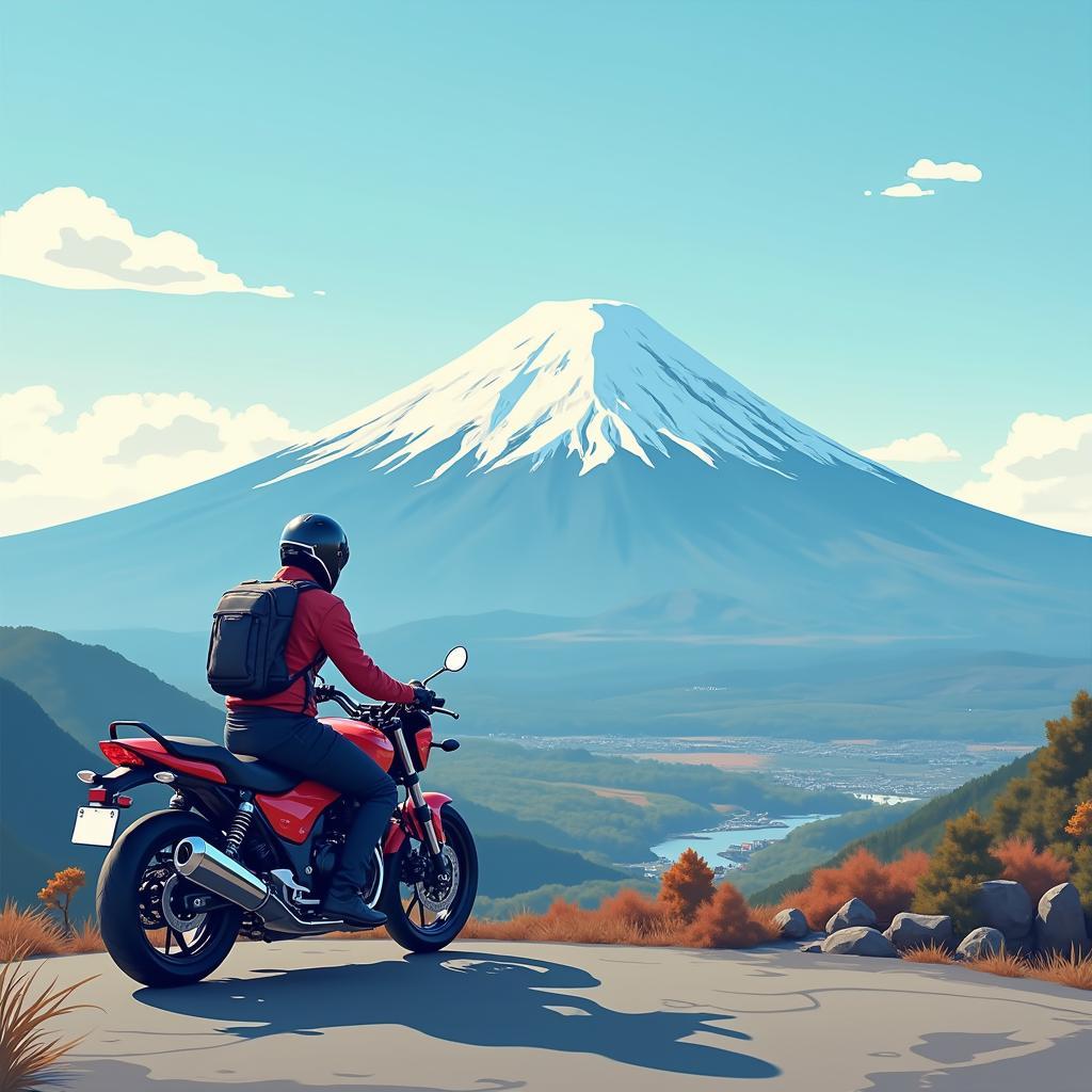 Adventure Motorcycle Tour with Mt. Fuji in the Background